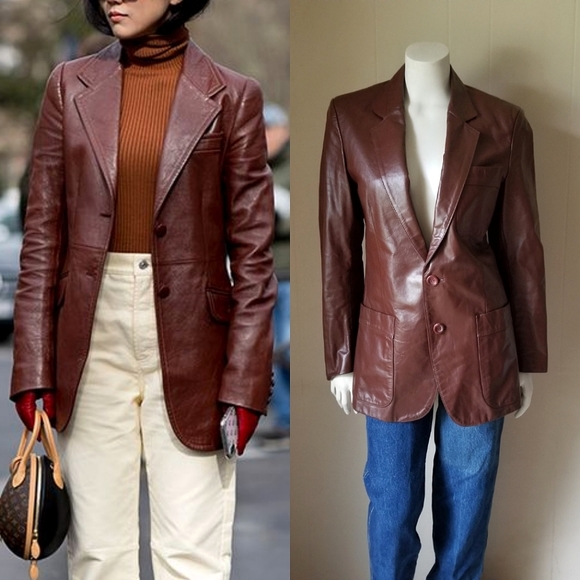 Vintage Jackets & Coats Vintage Milk Chocolate Brown Leather Blazer